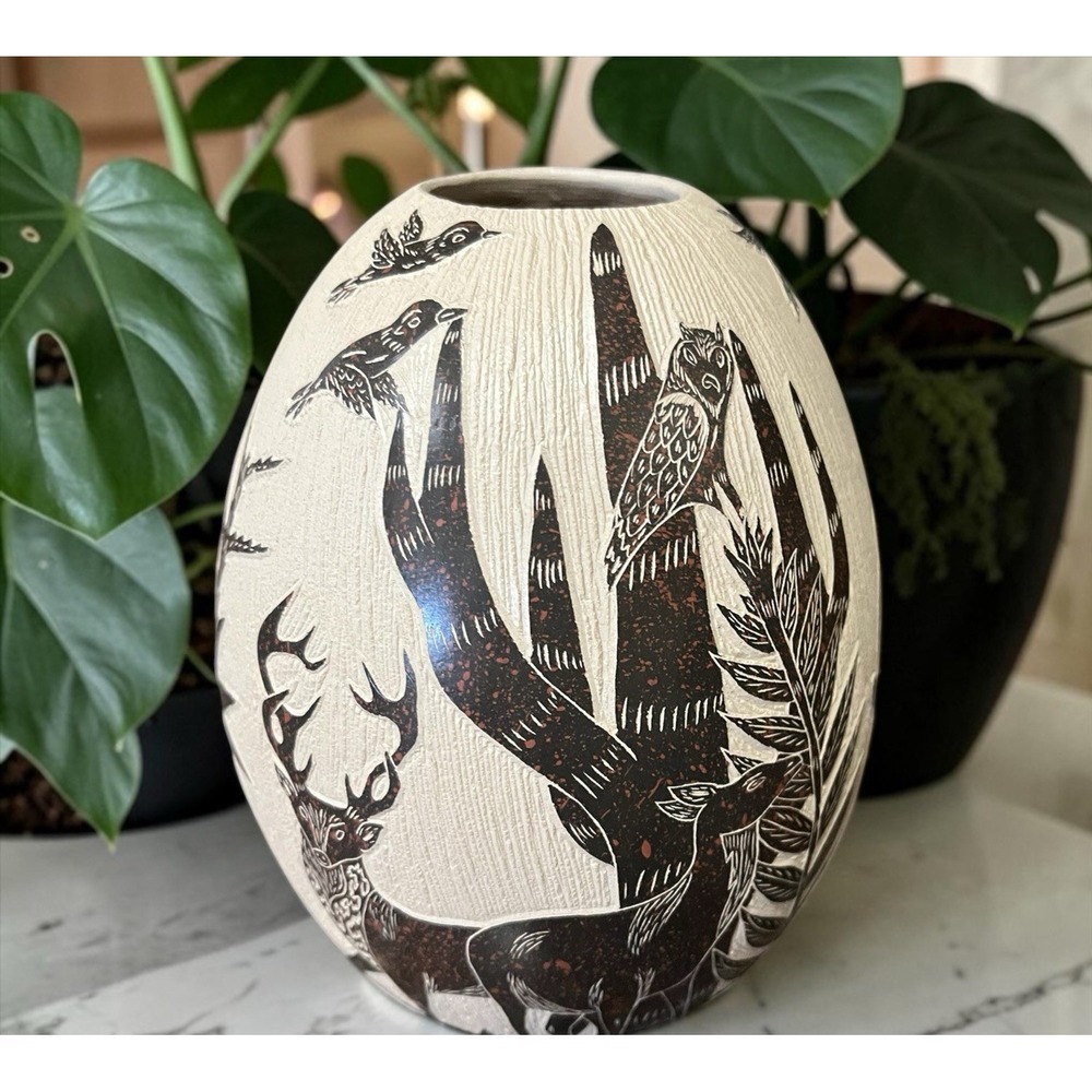Mata Ortiz Pottery Deer Buck Doe Olla Vase David Bejarano Fine Art Clay Mexican